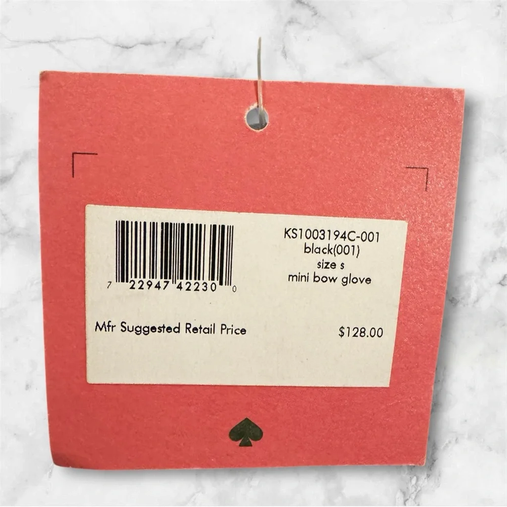 NWT Kate Spade Lambskin Mini Bow Glove Black Small